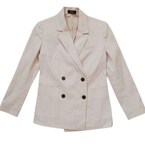 NWT Theory Beige Double-Breasted Cotton Blazer Size 6 Perfect For Office